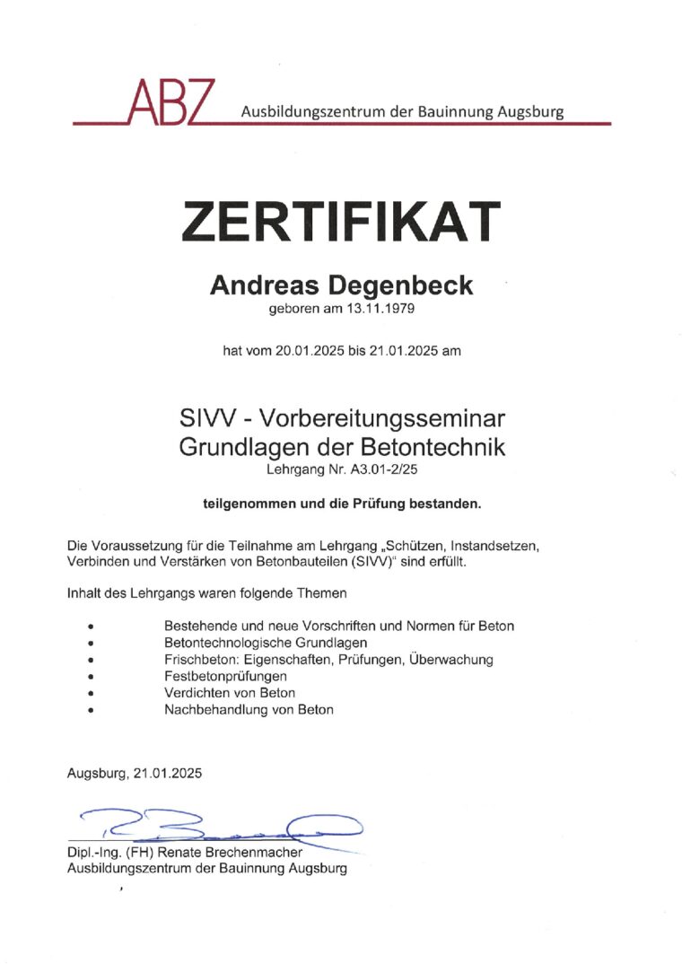 Urkunde Handwerkskammer, Breiteneicher GmbH, Vilsbiburg